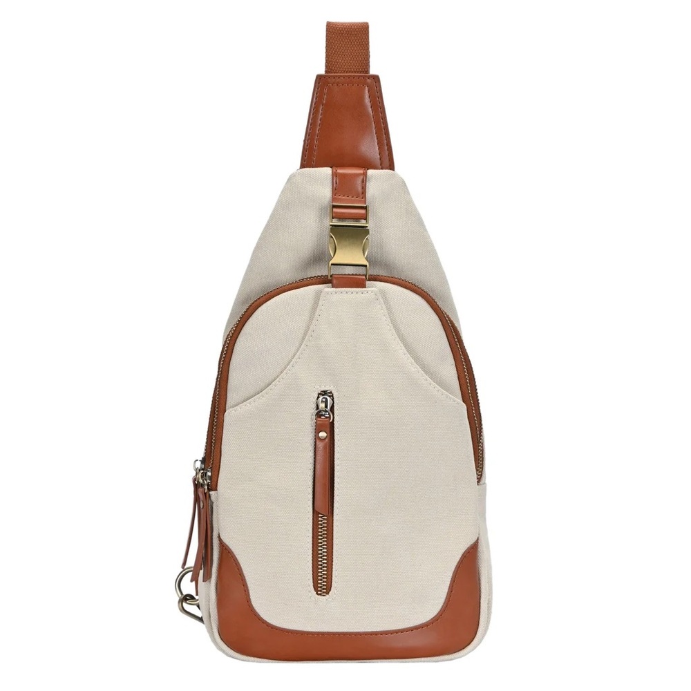 BNWT — Antik Kraft Tan and Cream Sling Bag